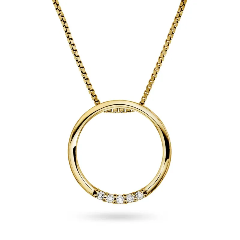 Diamant halssmykke i hvitt og gult gull, 0.10ct TW/Si sold by Diamanthuset