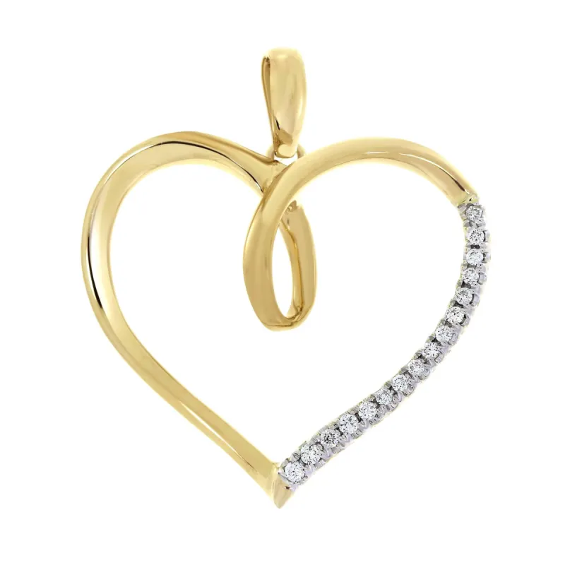 Diamant halssmykke med hjerte i gult gull, 0.08CT TWSI sold by Diamanthuset