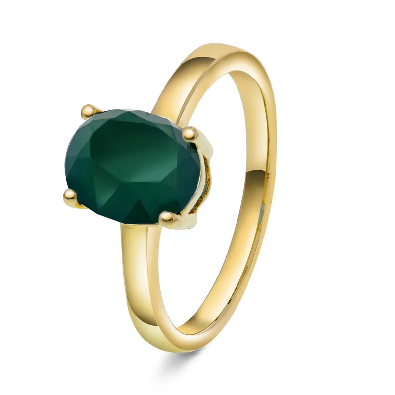 Oda Gullring med Grønn Agat sold by Diamanthuset