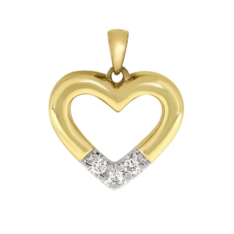 Allianse halssmykke med hjerte i gult gull, 0,09ct TWSI sold by Diamanthuset