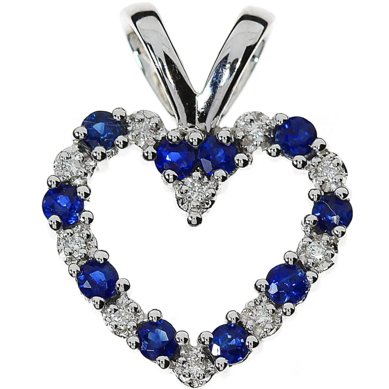 Diamant halssmykke med safir i hvitt gull, 0.05CT TWSI sold by Diamanthuset