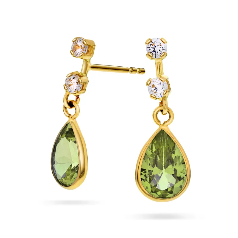 OROgull Øredobber med Oliven og Hvite CZ sold by Diamanthuset