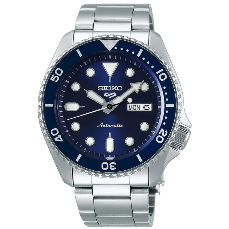 SEIKO 5 Sports - mekanisk - blå bezel og tallskive - dag/dato - 43mm - vanntett 100M SRPD51K1 sold by Diamanthuset