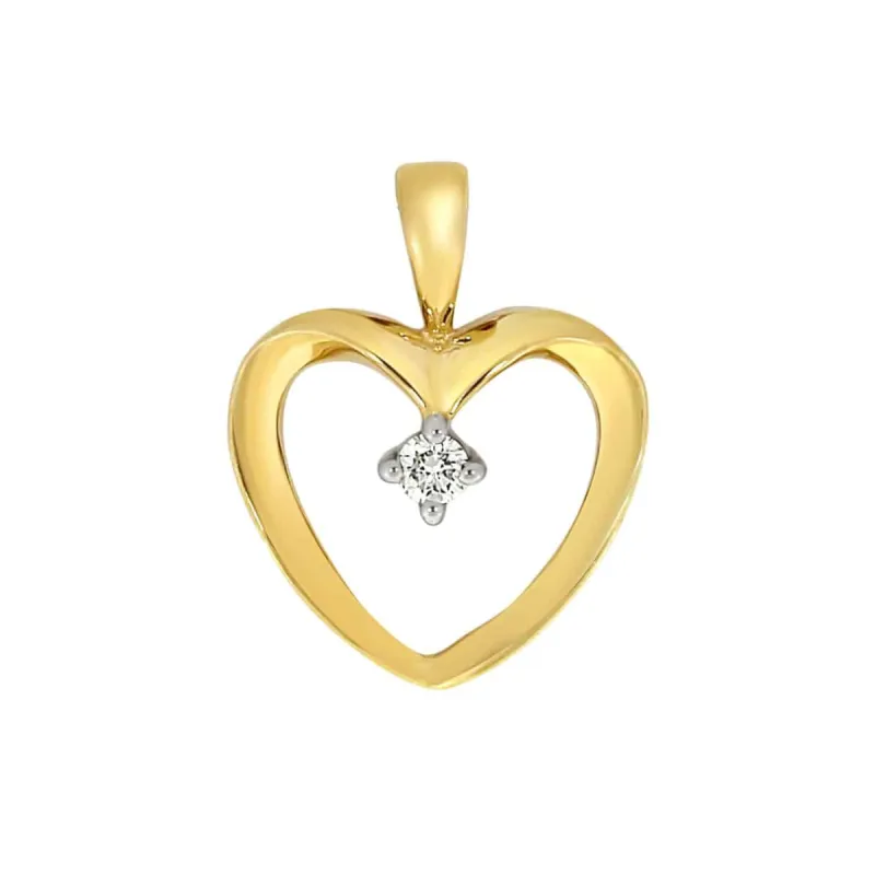 Halssmykke hjerte i gult gull, 0.02CT TWSi sold by Diamanthuset