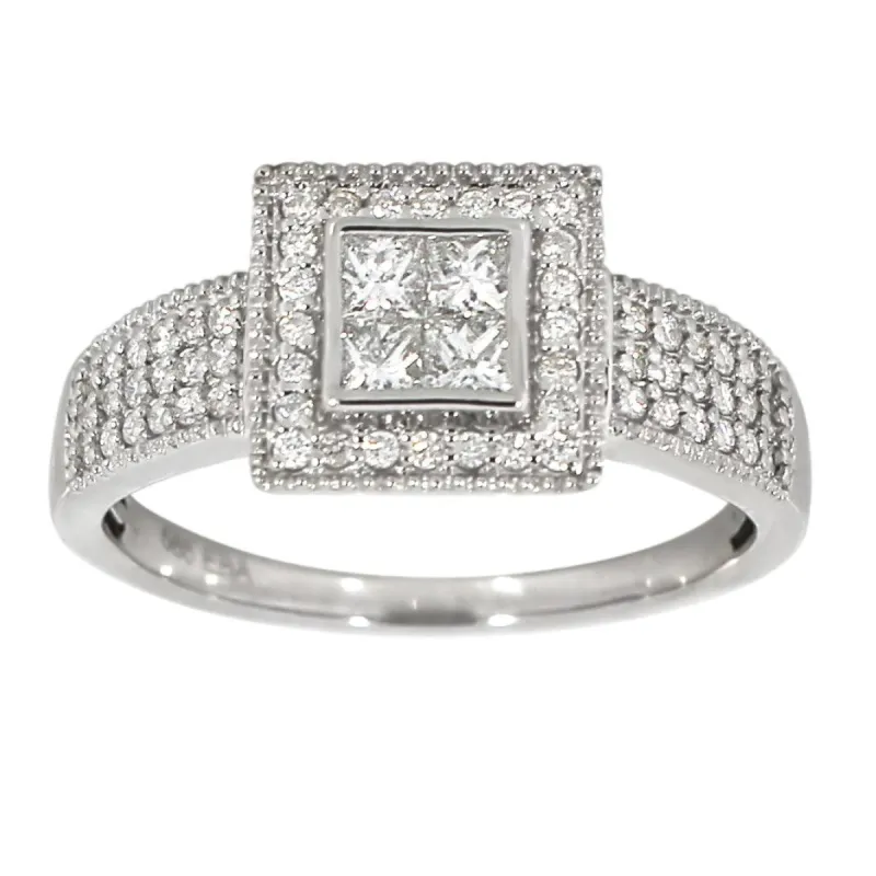 Diamantring firkantet 0.30ct TWVS + 0.30ct TWSi sold by Diamanthuset