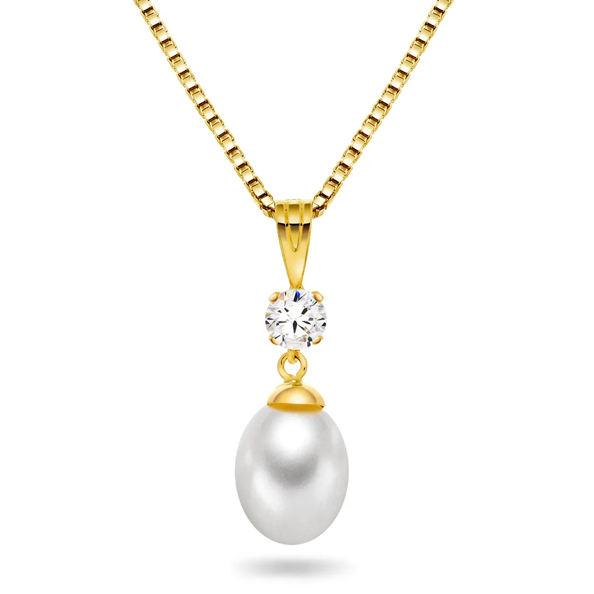 OROgull Anheng med Perle og CZ sold by Diamanthuset