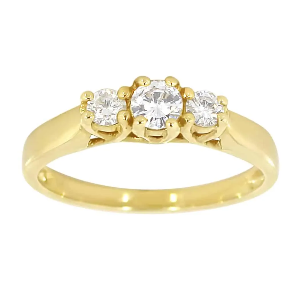 Diamantring i Gult/Hvitt Gull og tre Diamanter 0,50 TW/SI sold by Diamanthuset