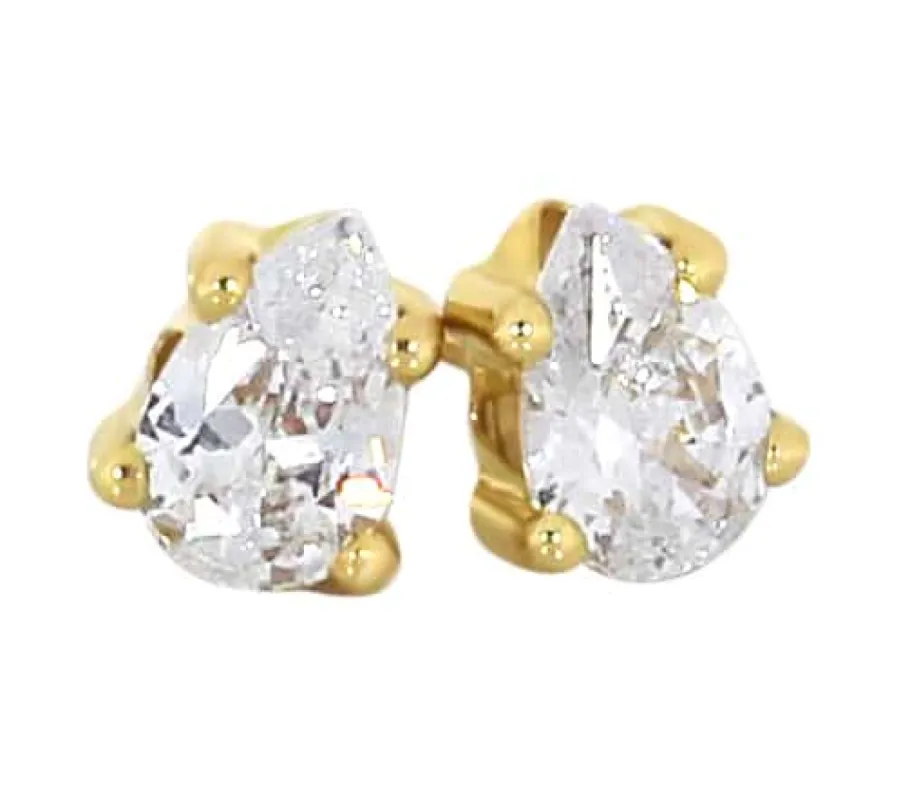 Gullørepynt i 14kt Gult/Hvitt Gull (585) - Zirkonia - Dråpe sold by Diamanthuset