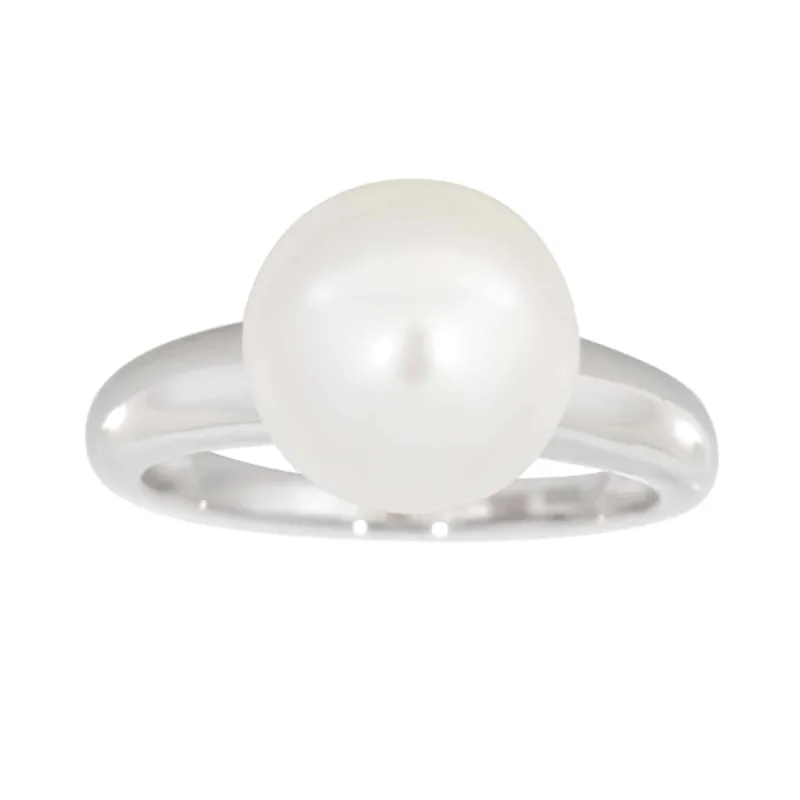 Perlering i 14kt Gult/Hvitt Gull, med 10-11mm perle sold by Diamanthuset