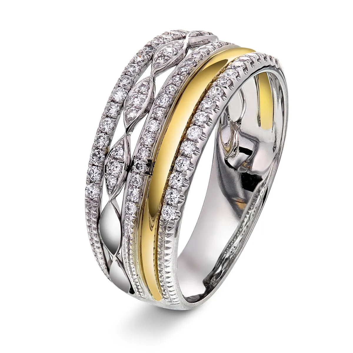 Eksklusiv diamantring, 0.40ct tw/si i hvitt og gult gull sold by Diamanthuset