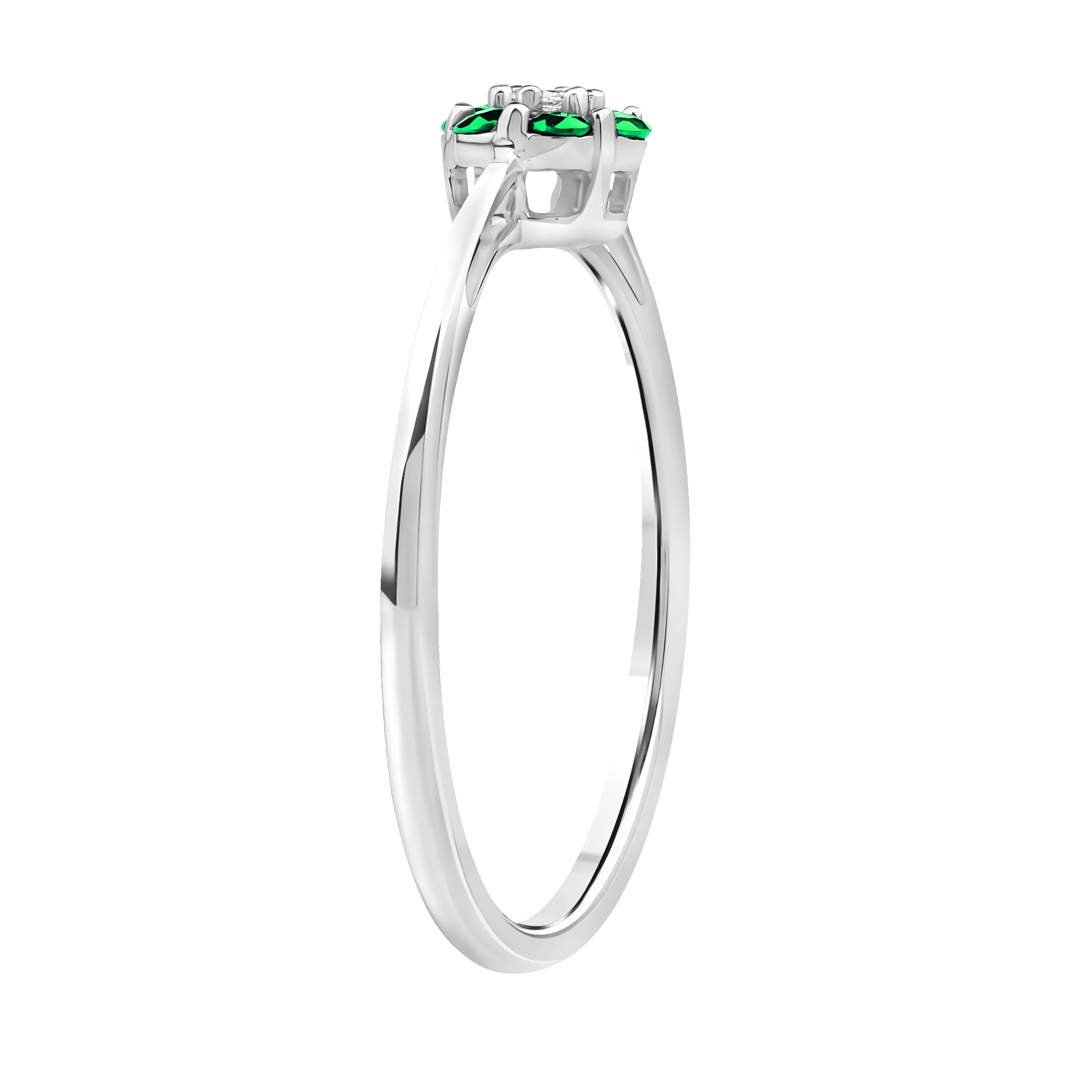 Diamantring i Hvitt/Gult Gull 0.03 tw/si og 0.18ct smaragd sold by Diamanthuset product image thumbnail 4