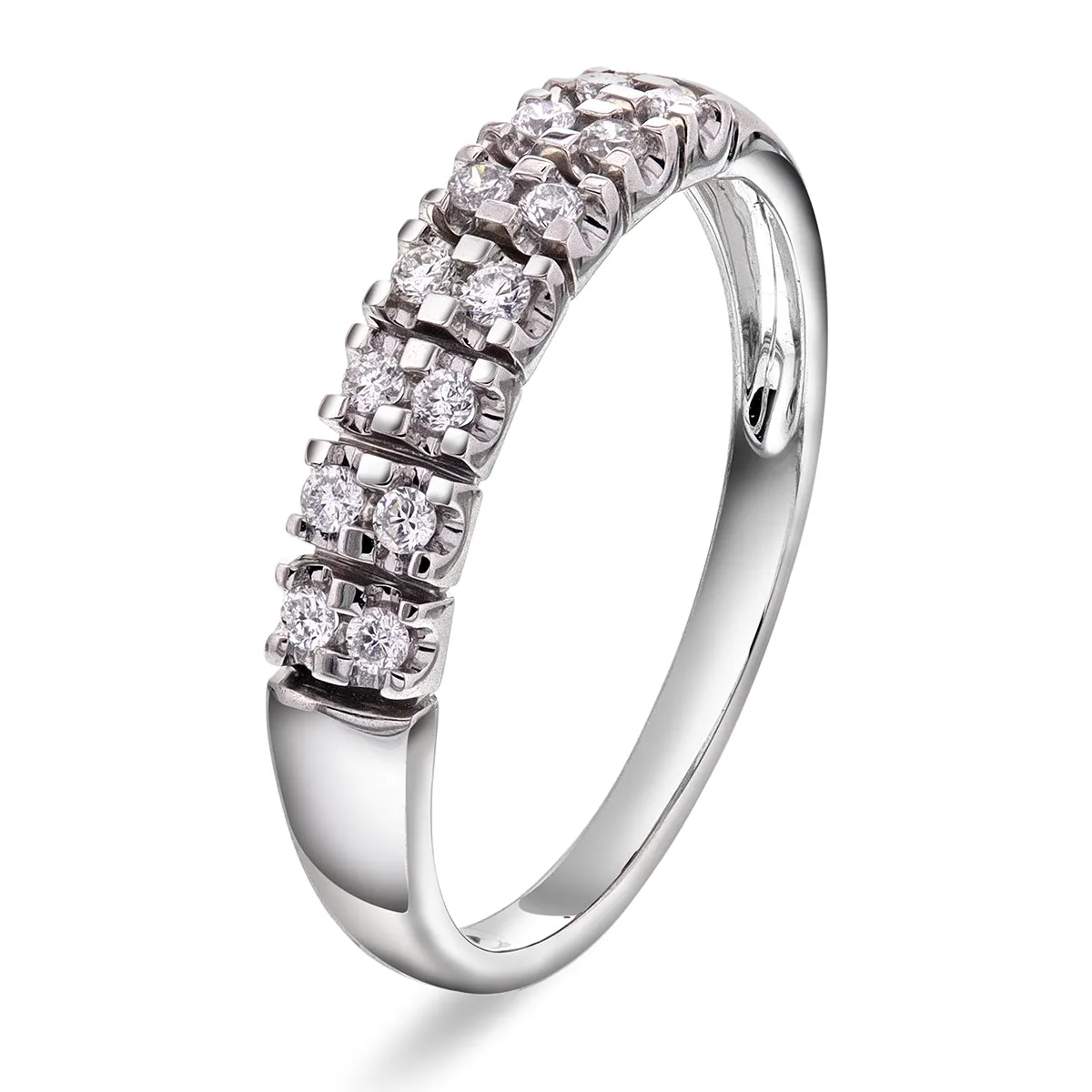 Dobbel rekkering i Gult/Hvitt Gull med to rader diamanter , 0.22ct sold by Diamanthuset product image thumbnail 2