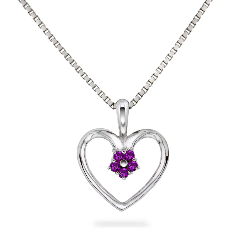 Halssmykke med ametyster i hvitt gull sold by Diamanthuset