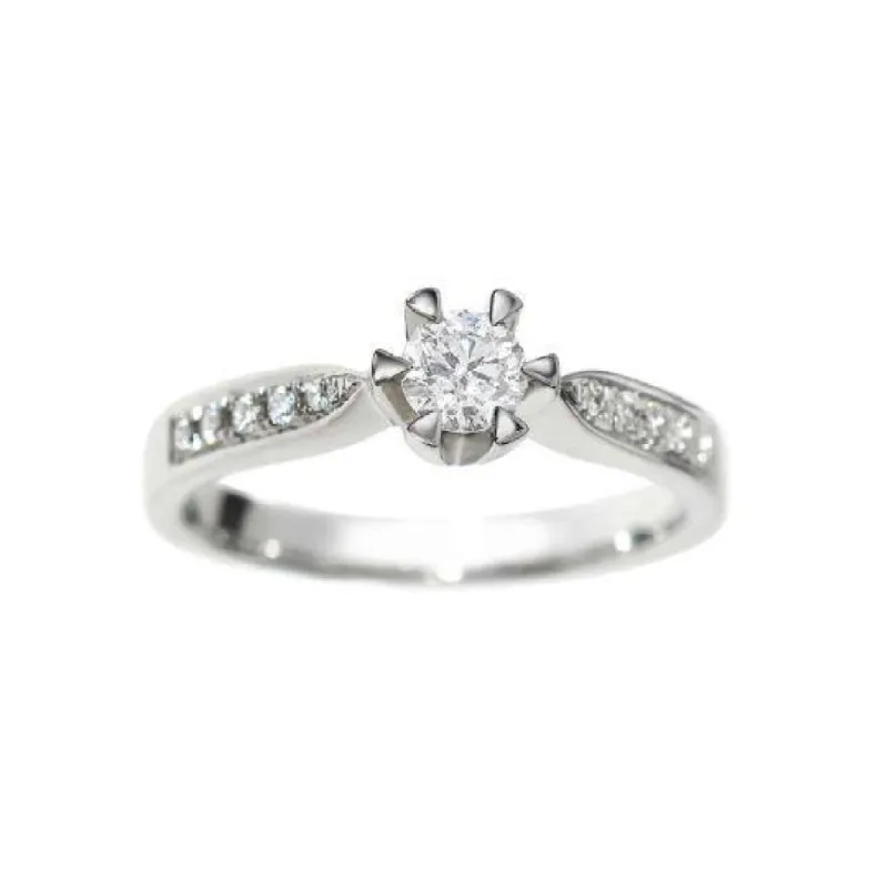 Diamantring i hvitt gull, 0.45CT TWSI sold by Diamanthuset