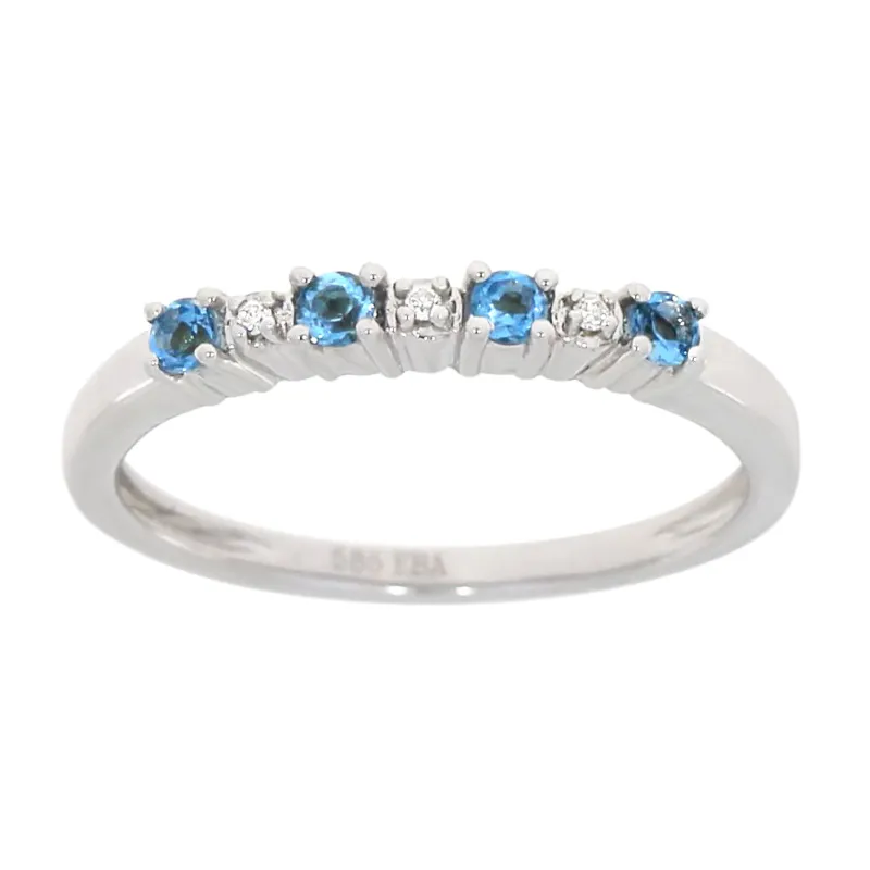 Ring i Hvitt Gull (585), 0.01ct TWSI Diamanter og Topas sold by Diamanthuset