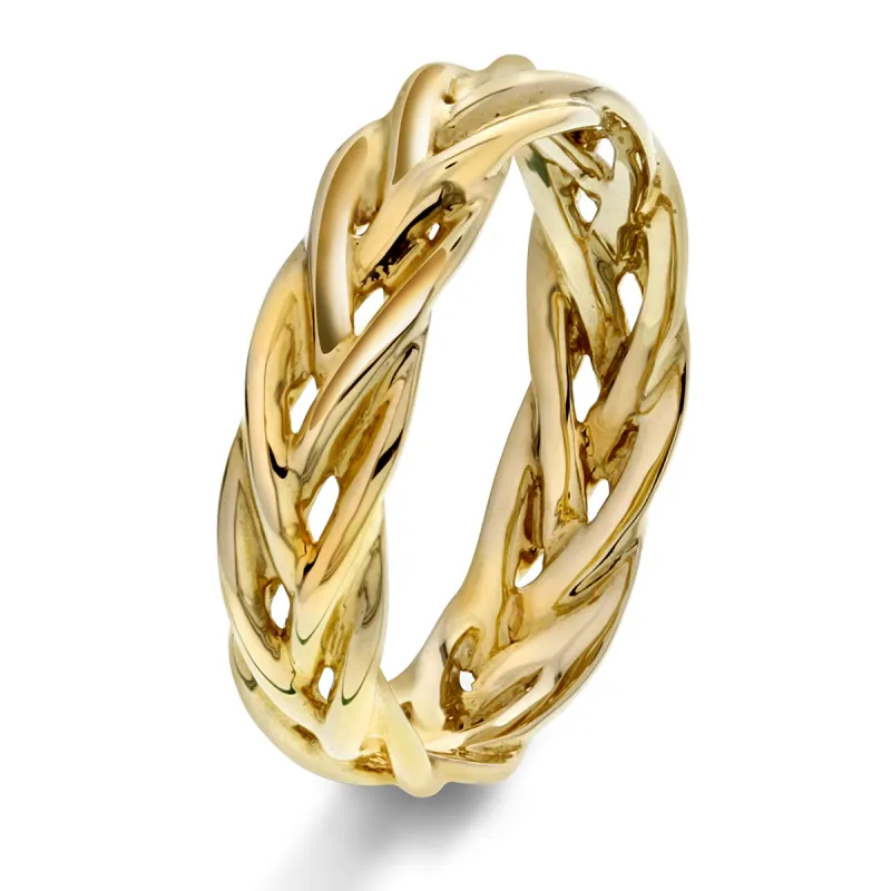 Flettet Gullring i 14kt gult gull sold by Diamanthuset