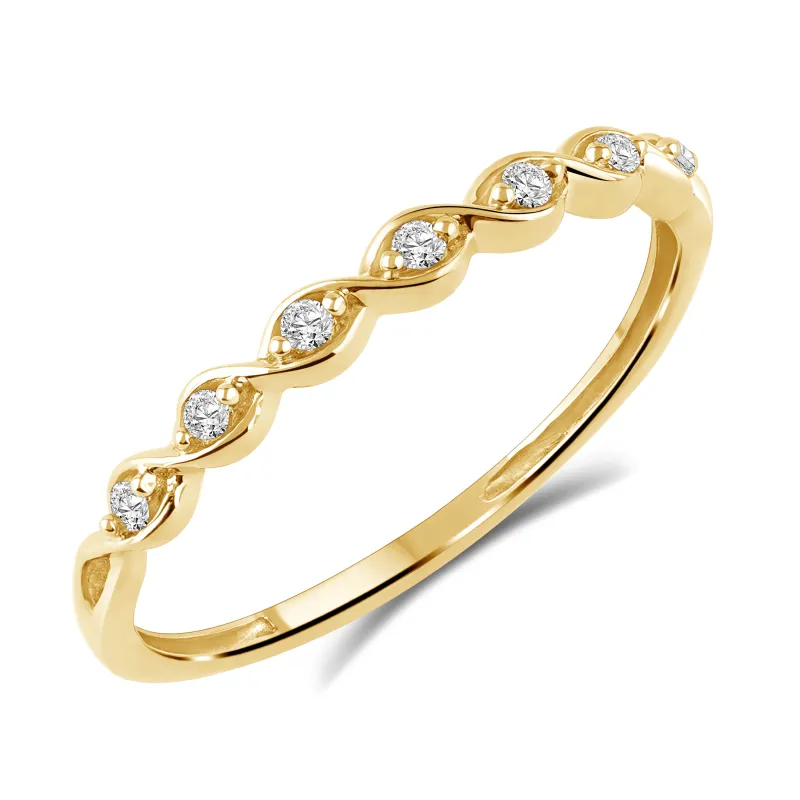 Tvinnet Diamantring i Hvitt/Gult Gull, 0.10CT TWSI sold by Diamanthuset