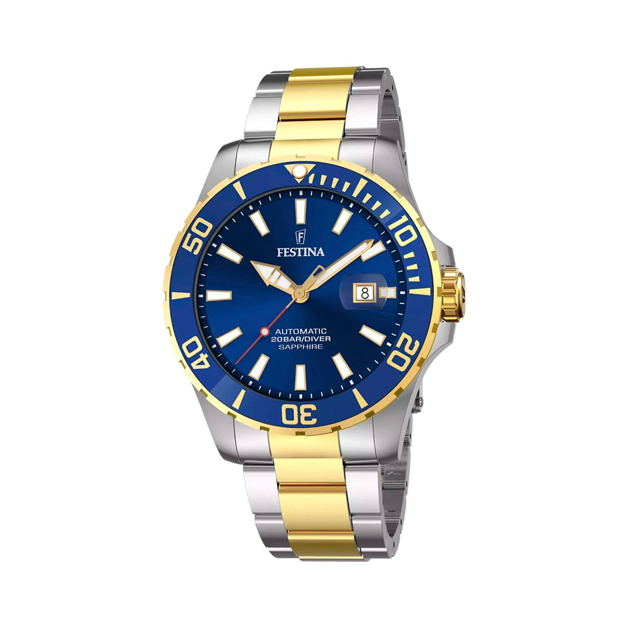 Festina Automatic, 44mm Herreklokke m/ Safirglass, 20ATM - F20532-1 sold by Diamanthuset
