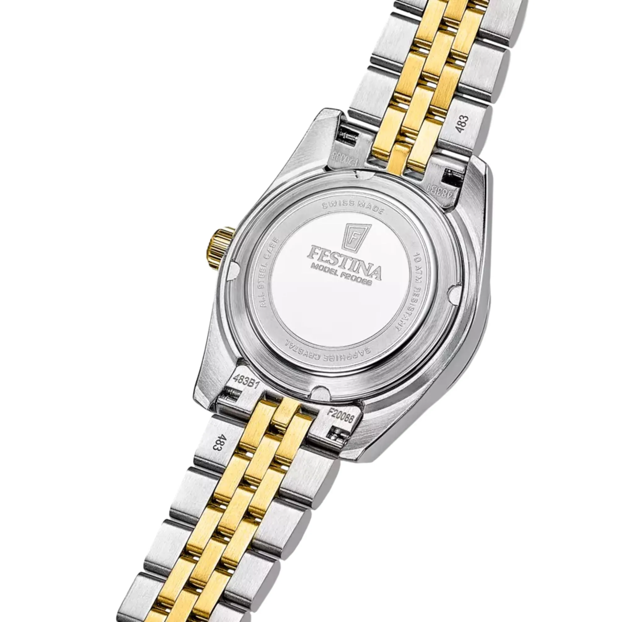 Swiss Made Festina Dameklokke 29mm m/ Safirglass, Perlemorskive og Stener - F20088-1 sold by Diamanthuset product image thumbnail 3