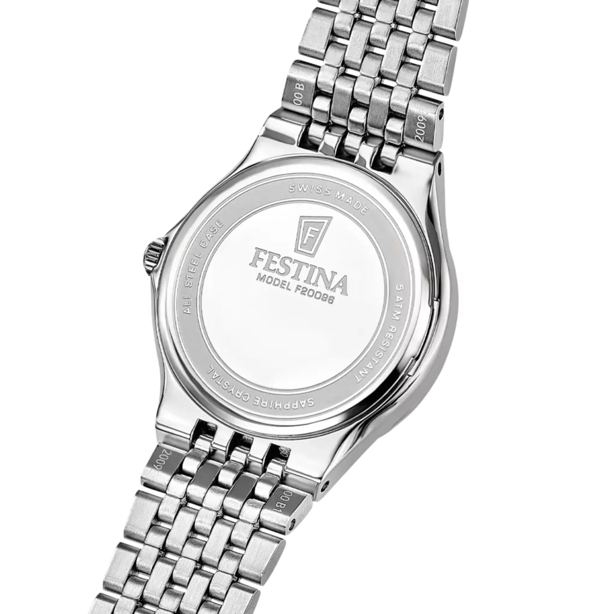 Swiss Made Festina Dameklokke 29mm m/ Safirglass, Perlemorskive og Stener - F20096-1 sold by Diamanthuset product image thumbnail 2