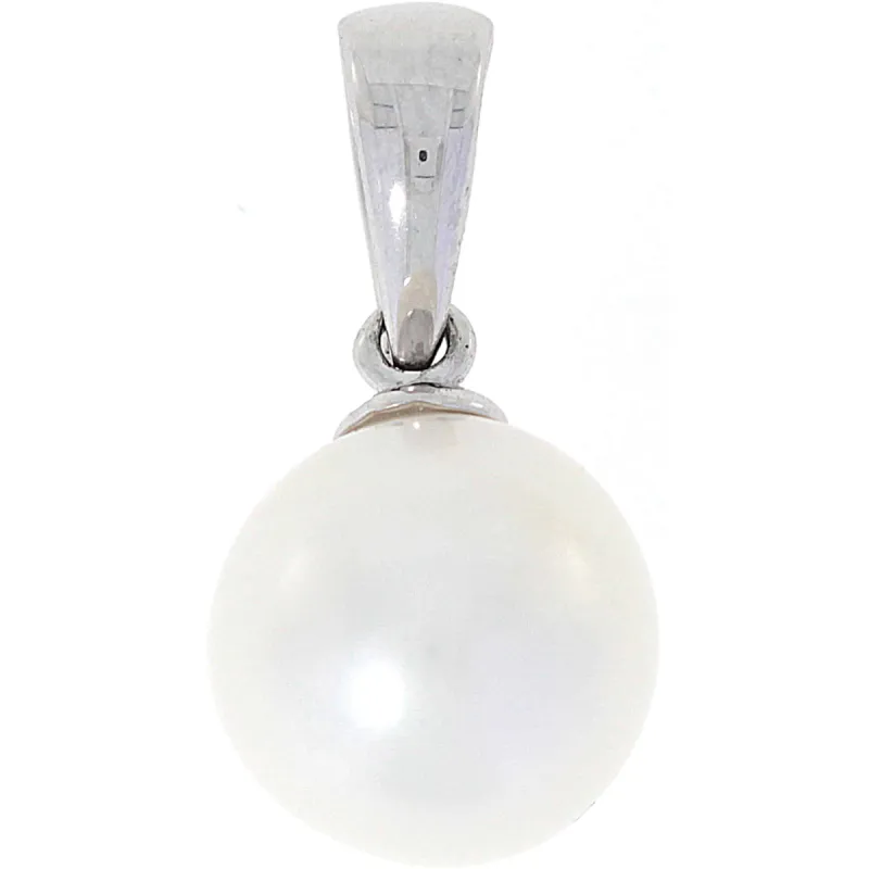 Halssmykke i 14kt Gult/Hvitt Gull, med 9mm Perle sold by Diamanthuset