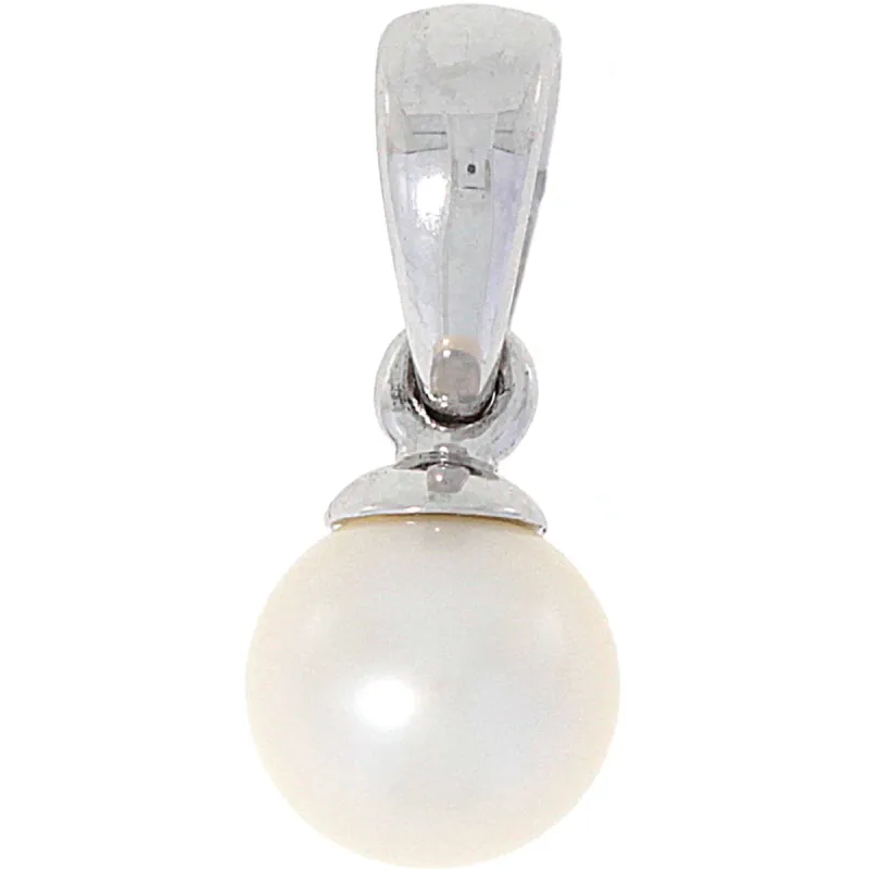 Halssmykke med perle i hvitt gull, 5mm sold by Diamanthuset
