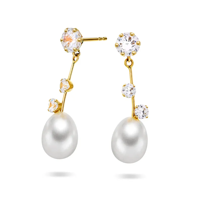 OROgull Øredobber med Perle og CZ sold by Diamanthuset