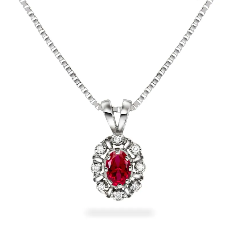 Diana Diamantanheng med rubin og diamanter 0,08ct TWSI sold by Diamanthuset