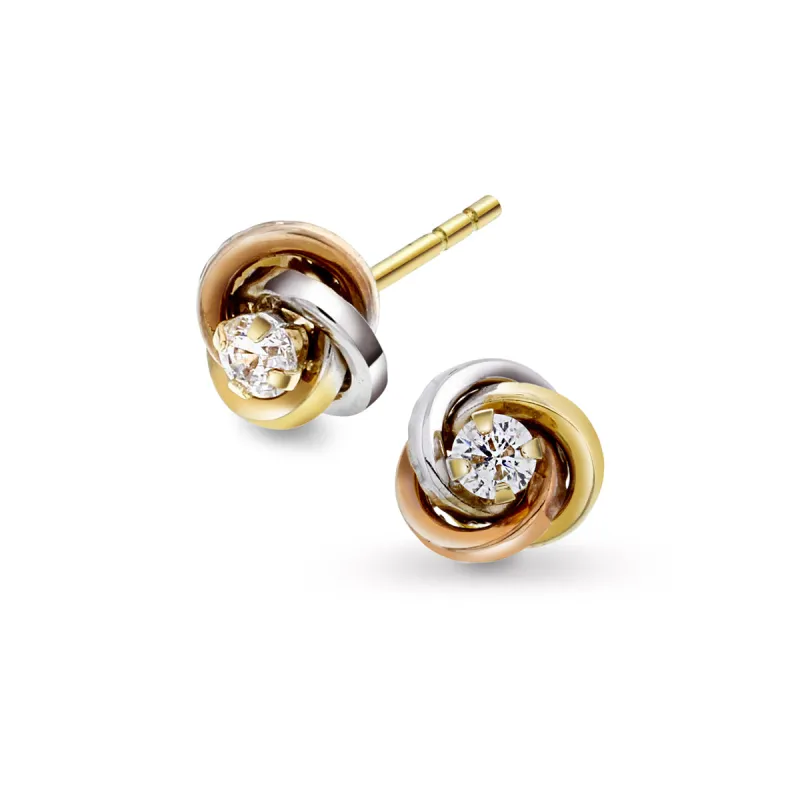 Gulløredobber i hvitt gult og rosè gull med Zirkon sold by Diamanthuset