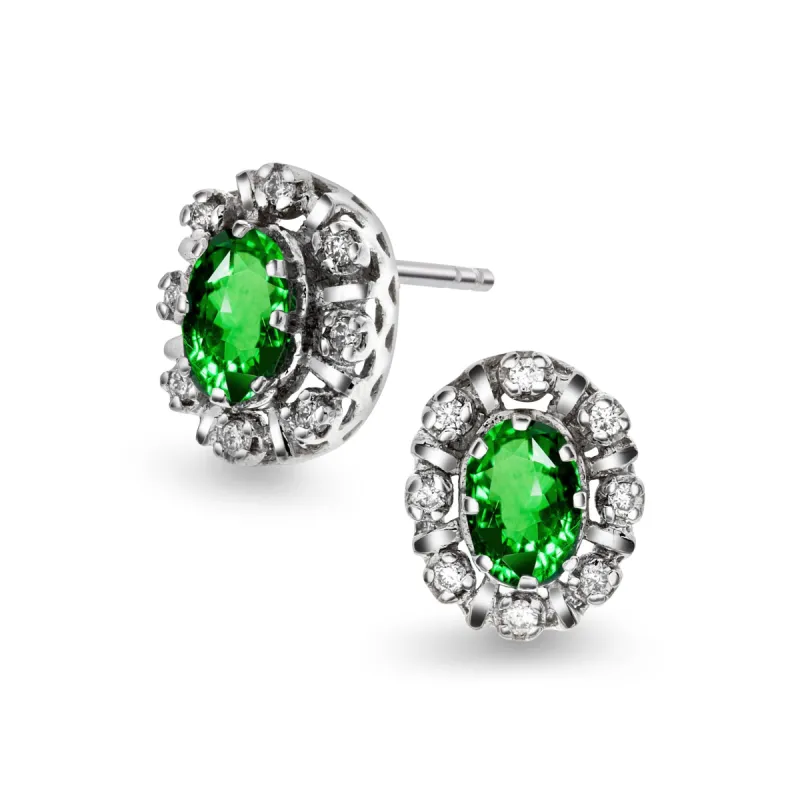 Diana Diamant øredobber med smaragd 0,16ct TWSI sold by Diamanthuset
