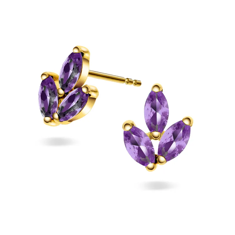 OROgull Øredobber med Lilla CZ sold by Diamanthuset