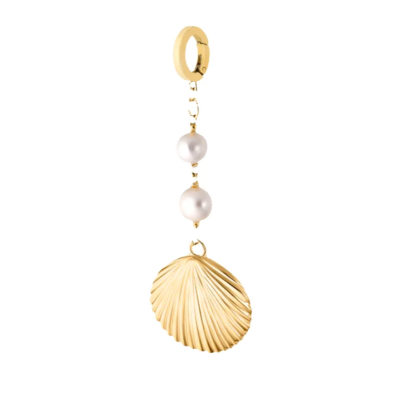 Pearlescent Shell Memento Charm In Yellow Gold - Waterproof Bikini Charm made by Dorne