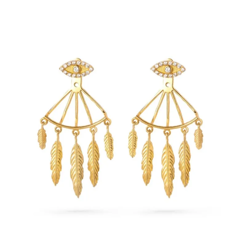 Øreringesæt - #FeatherEye - 18 karat guldbelagt Sterling sølv med zirkoner sold by Dropps by Szhirley