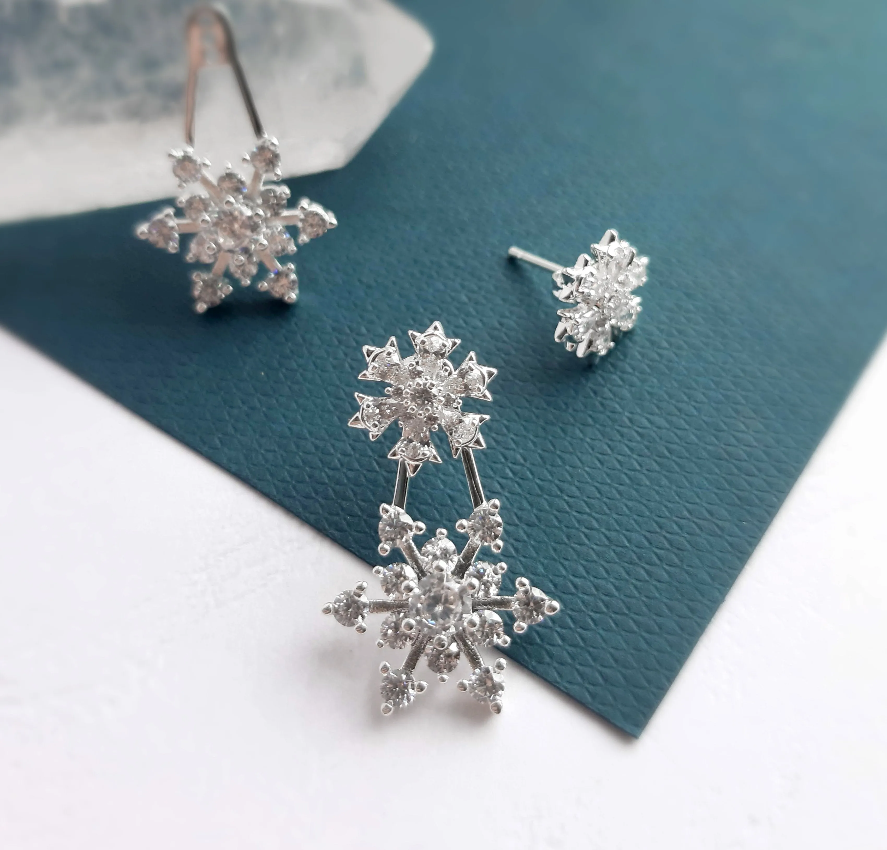 Øreringesæt - #IcyFlakes - Forsølvet Sterling sølv med klare zirkoner sold by Dropps by Szhirley product image thumbnail 3