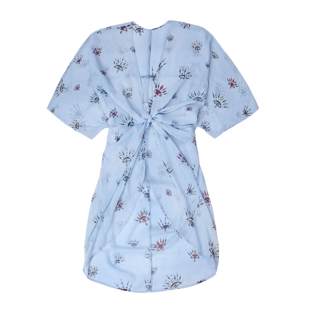 Lyseblå Kimono #Breeze med øje mønster i farver - One Size sold by Dropps by Szhirley