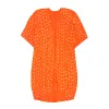 Kimono i blodappelsin farve #Breeze med fjerprint i guld - OneSize sold by Dropps by Szhirley
