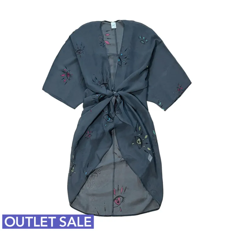 Mørkegrå Kimono #Breeze med XL øje mønster i farver - One Size - OUTLET sold by Dropps by Szhirley