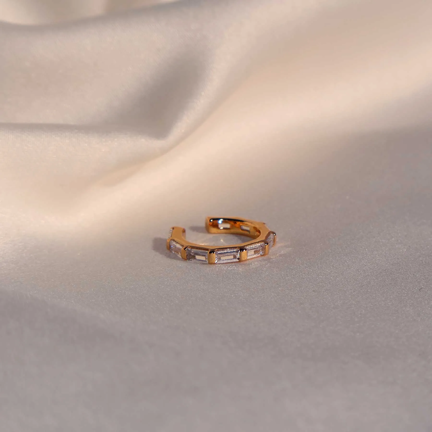Cuff / Ørering - #Baguette Cuff - Onesize regulerbar størrelse - 18 karat forgyldt Sterling sølv sold by Dropps by Szhirley product image thumbnail 4