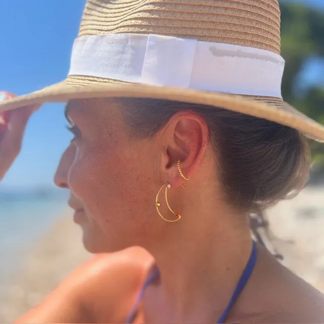 Måne øreringesæt med halvmåner og farvede zirkoner - #CrystalMoon - 18 karat forgyldning sold by Dropps by Szhirley product image thumbnail 4