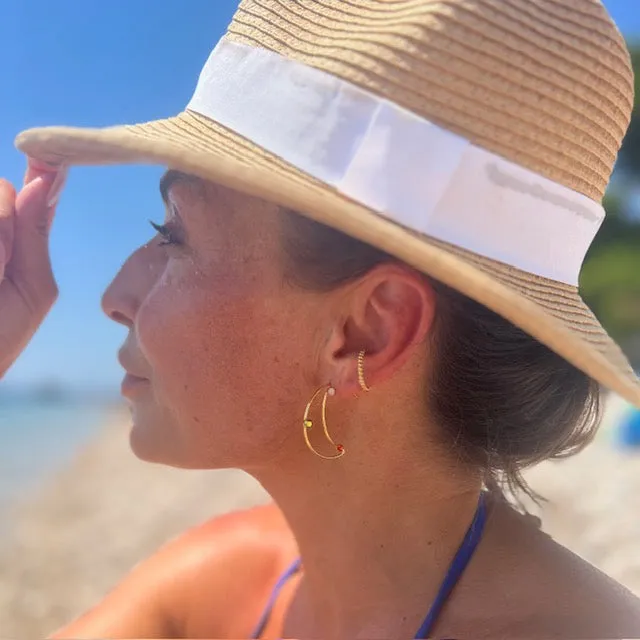 Måne øreringesæt med halvmåner og farvede zirkoner - #CrystalMoon - 18 karat forgyldning sold by Dropps by Szhirley product image thumbnail 2