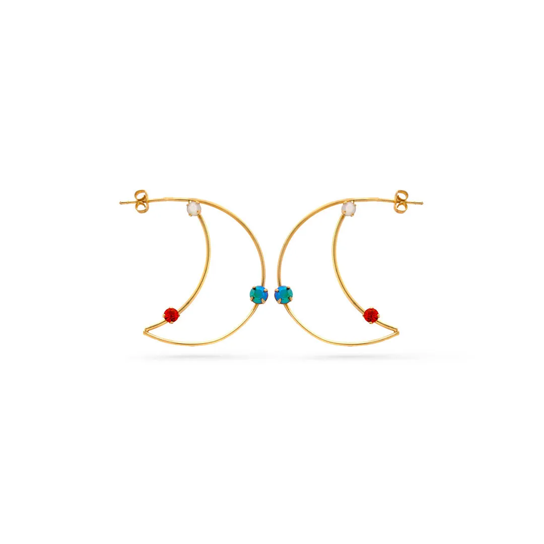 Måne øreringesæt med halvmåner og farvede zirkoner - #CrystalMoon - 18 karat forgyldning sold by Dropps by Szhirley product image thumbnail 3