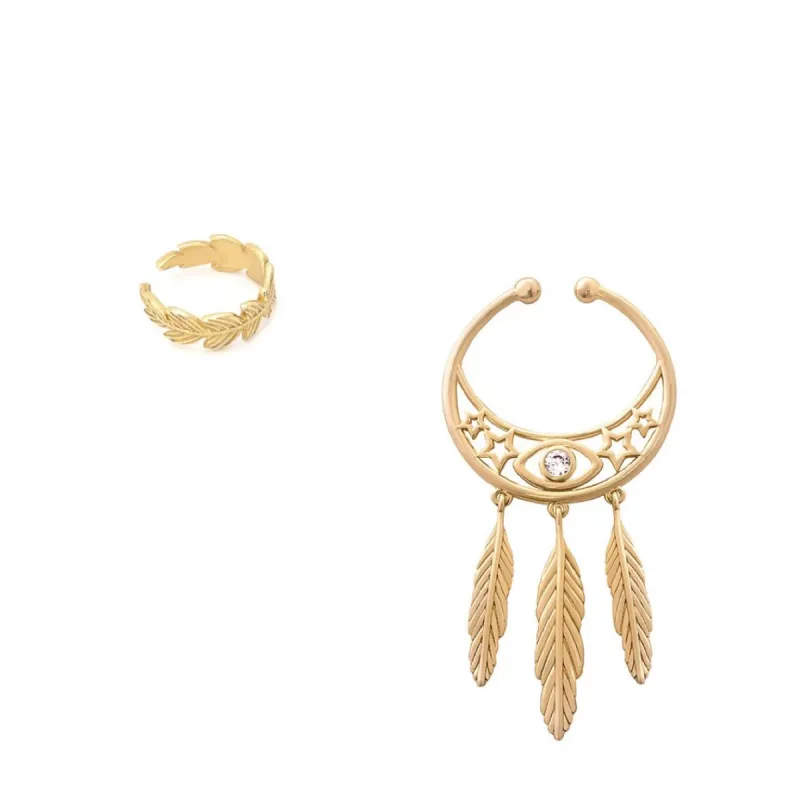 #ChasingFeathers Øreringe / Earcuffs - 2 pak - 18 karat guldbelagt Sterling sølv - SPAR 99 KR. sold by Dropps by Szhirley