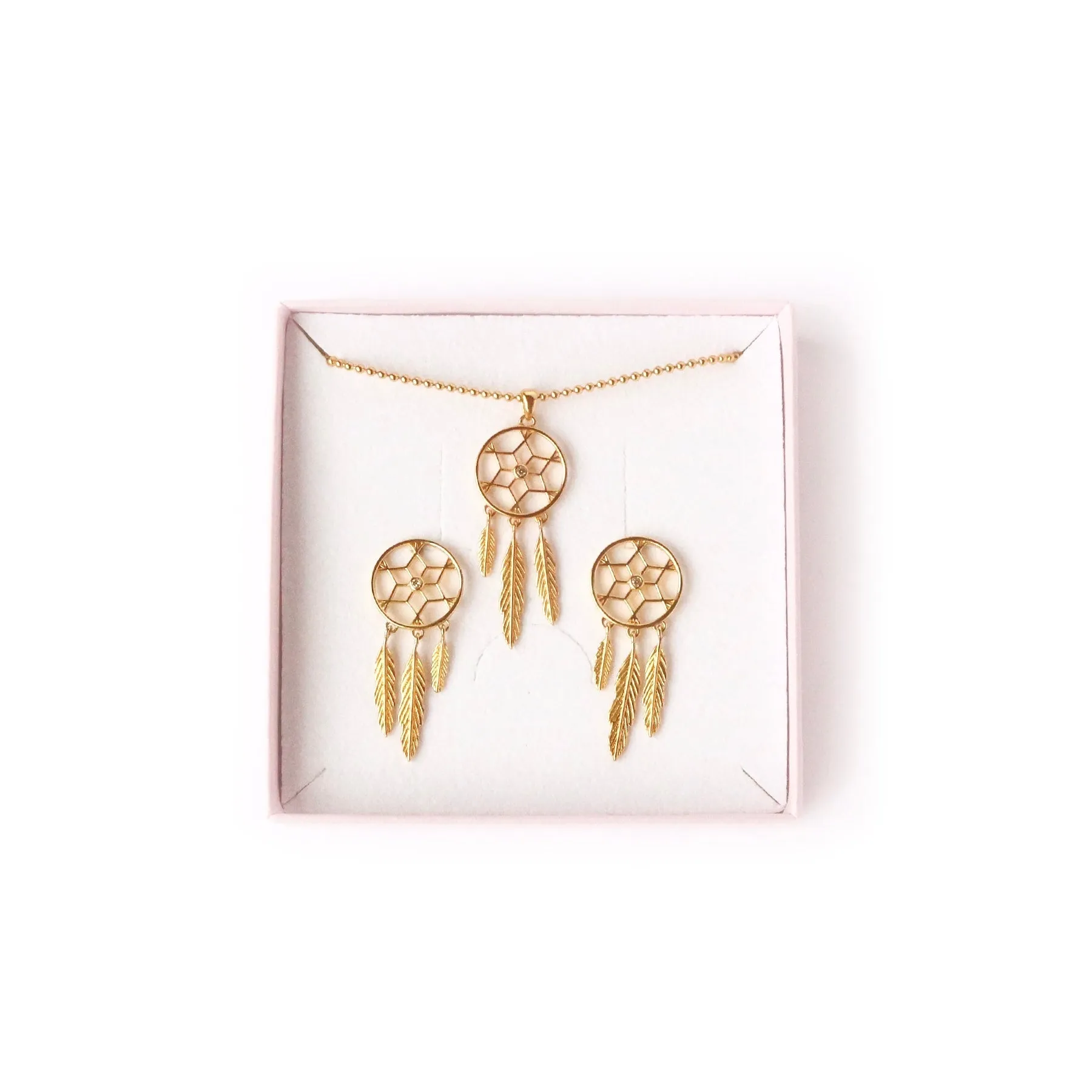 Gavesæt - #CatchingDreams - 18 karat forgyldt Sterling Sølv - halskæde og øreringesæt - SPAR 199 kr. ! sold by Dropps by Szhirley product image thumbnail 3