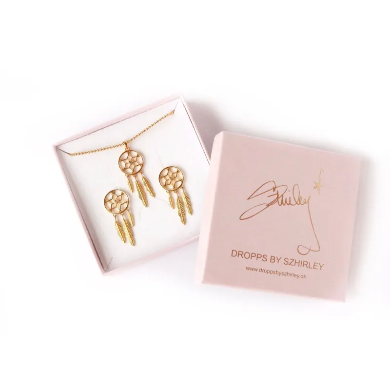 Gavesæt - #CatchingDreams - 18 karat forgyldt Sterling Sølv - halskæde og øreringesæt - SPAR 199 kr. ! sold by Dropps by Szhirley