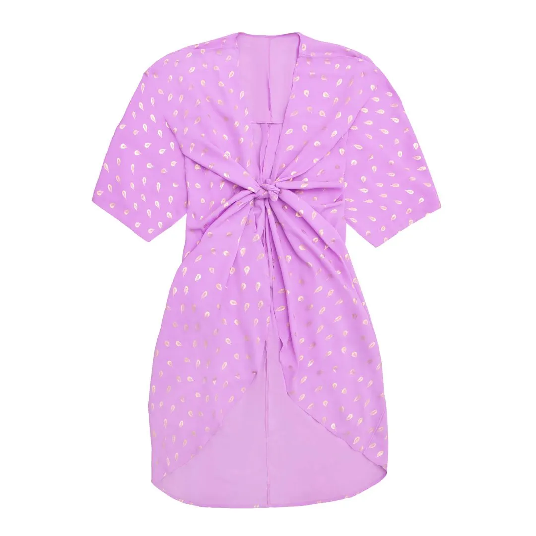 Lilla Kimono #Breeze med fjerprint i guld - One Size sold by Dropps by Szhirley product image thumbnail 3