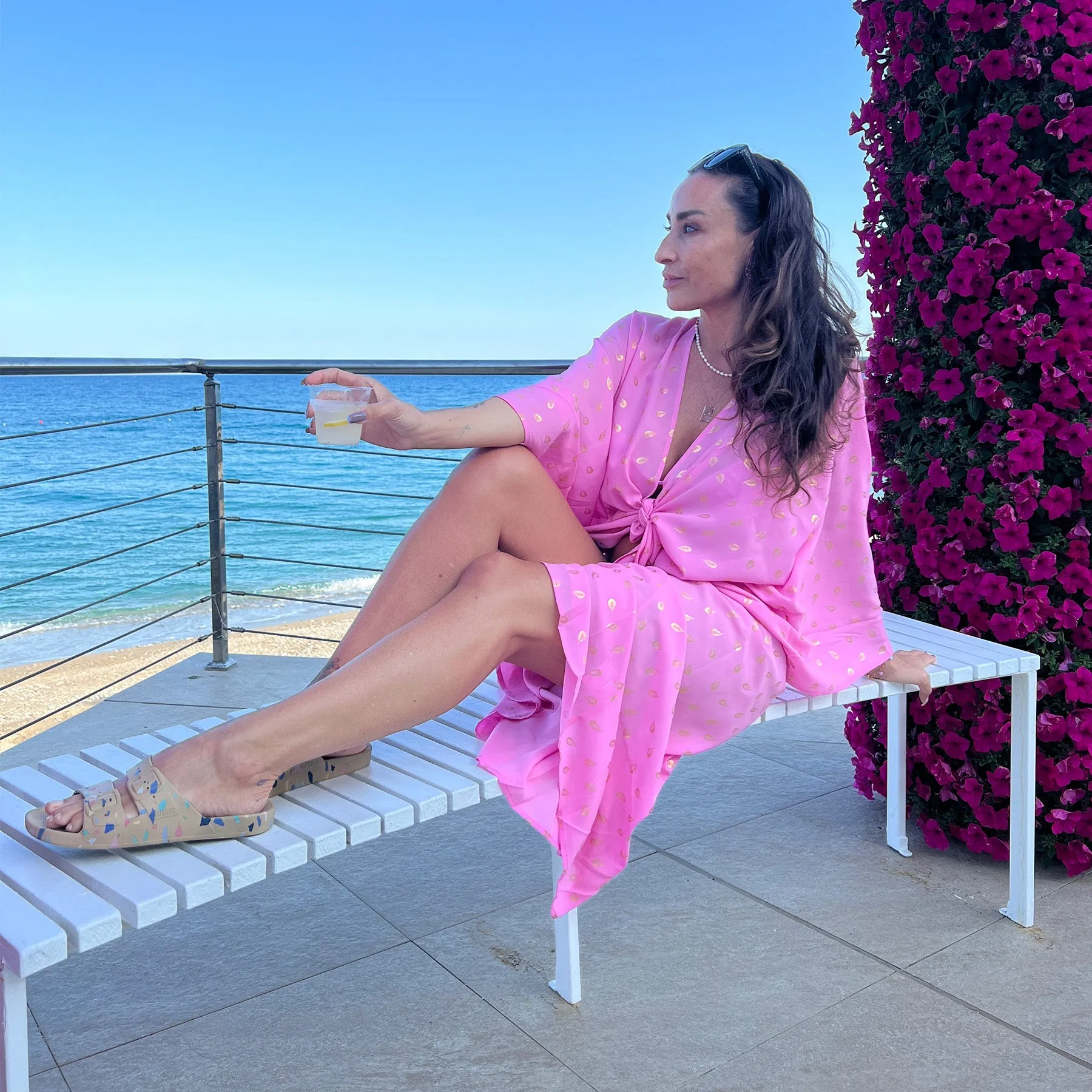 Lilla Kimono #Breeze med fjerprint i guld - One Size sold by Dropps by Szhirley product image thumbnail 2