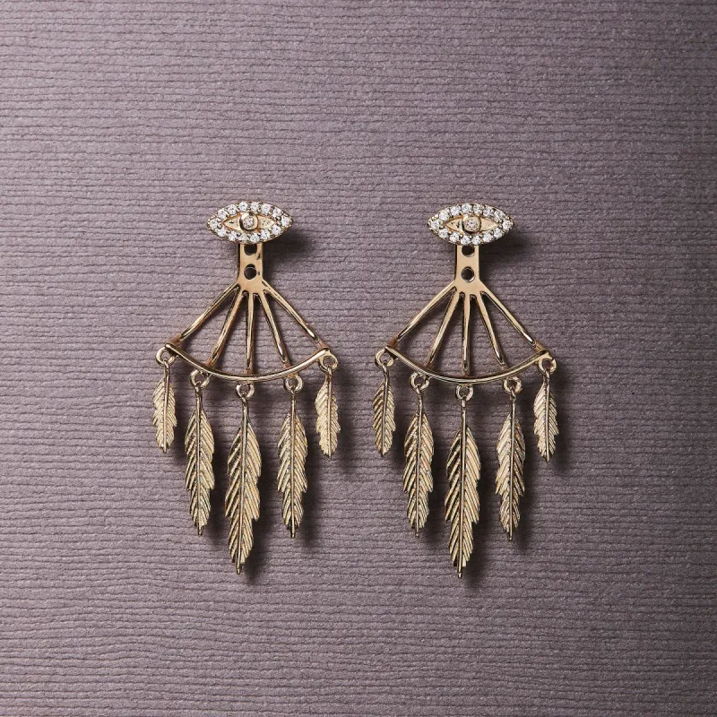 #Feathereye Øreringe - 14 karat guld med diamant og citriner sold by Dropps by Szhirley