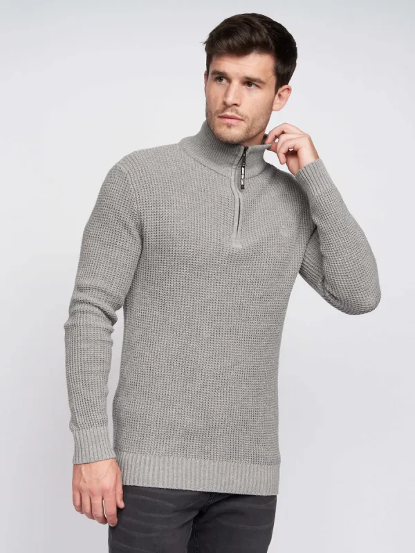 Firegards 1/4 Zip Knit Grey Marl sold by Duck and Cover
