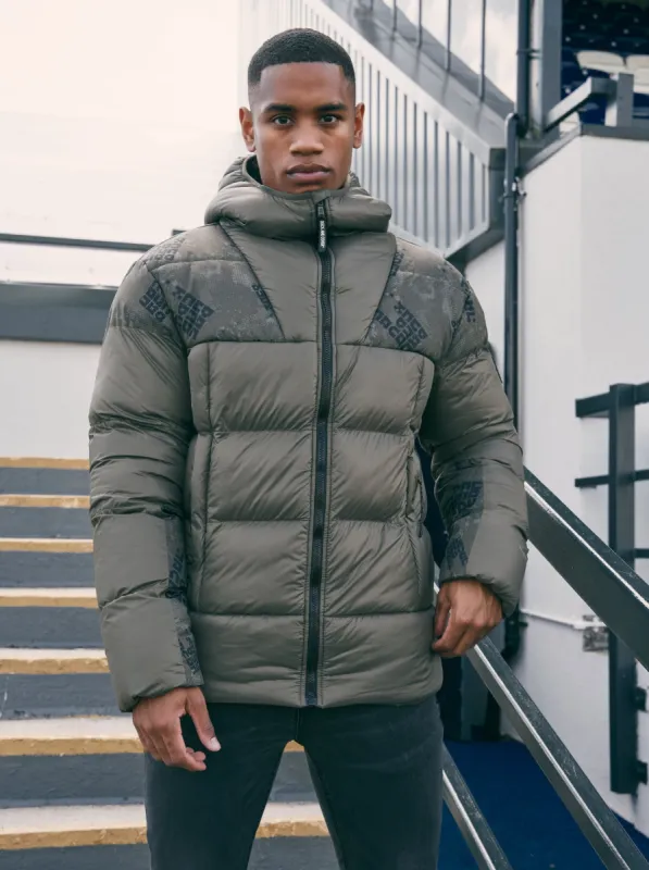 Ryebank Padded Jacket Olive Camo sold by Duck and Cover