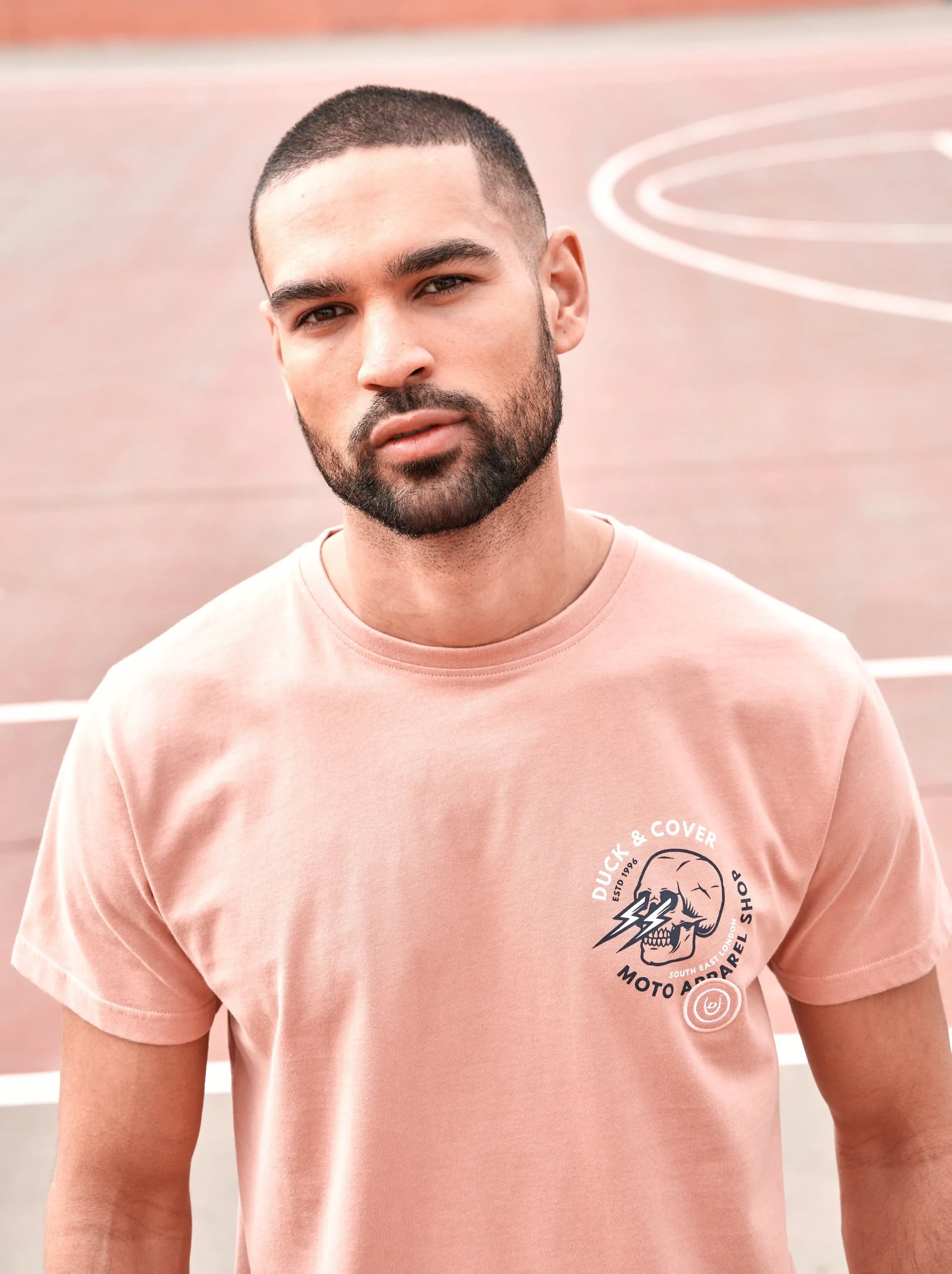 Blevins T-Shirt Coral sold by Duck and Cover